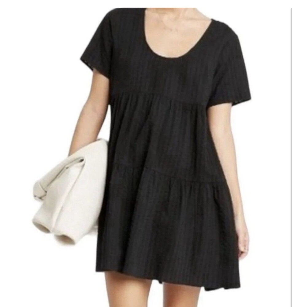 a new day Black Tiered Short Sleeve Dress